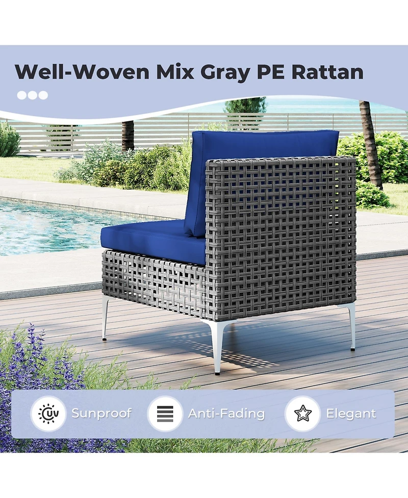 Gymax Set Of 7 Piece Outdoor Furniture Set w/Seat & Back Cushions Tempered Glass Coffee Table