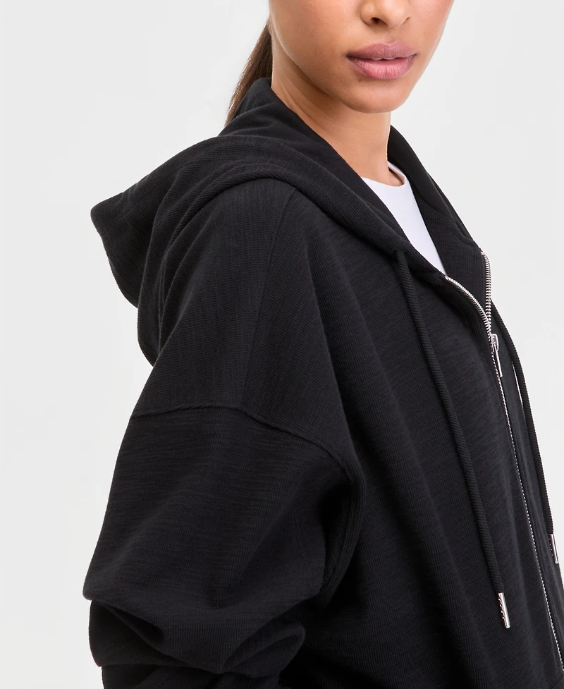 Id Ideology Women's Rib Slub Zip-Front Hooded Sweatshirt, Macy's Exclusive