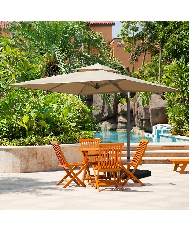 Mondawe Rectangle Cantilever Umbrella with Center Pole Base Not Included