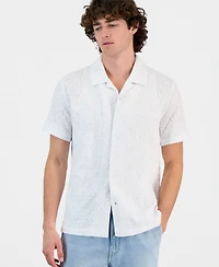 Guess Men's Mosley Woven Eyelet Short-Sleeve Shirt