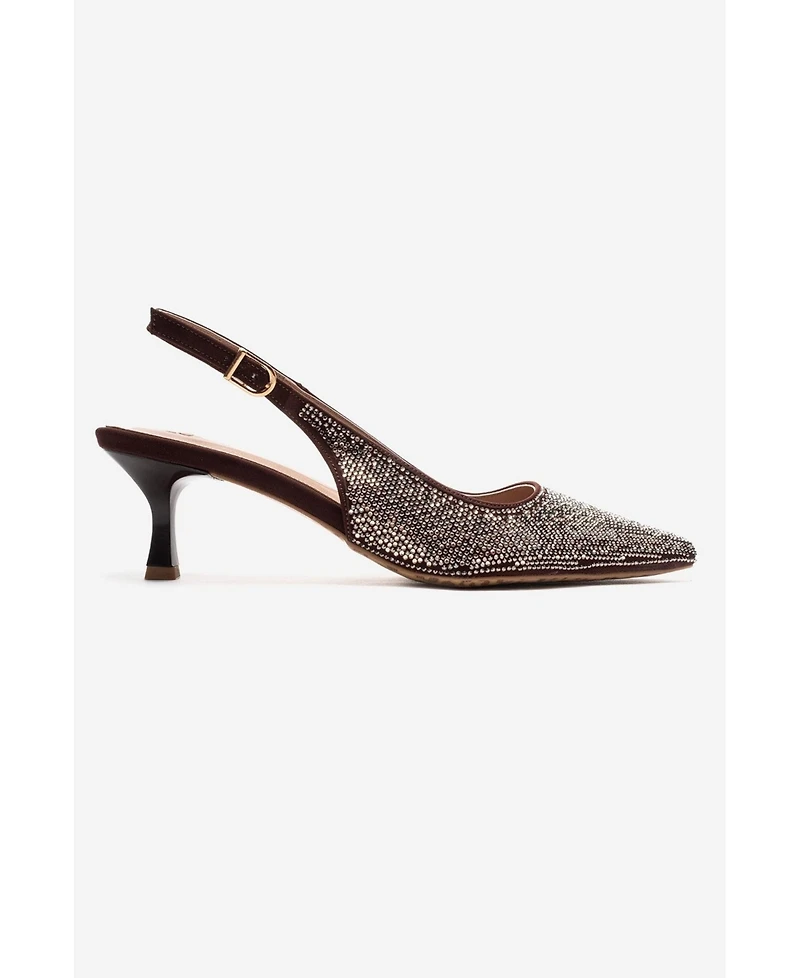 Prologue Shoes Women's Nella Embellished Slingback Pointed Toe Pump