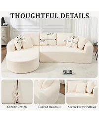 Streamdale Furniture 109" Modern Cloud Sofa with 7 Pillows & L-Shape Modular Design