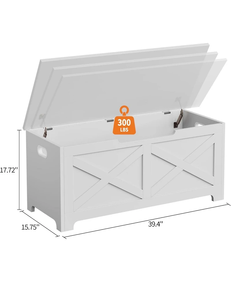 gaomon 39.4" Wooden Storage Chest, Storage Bench with Safety Hinges for Entryway & Living Room