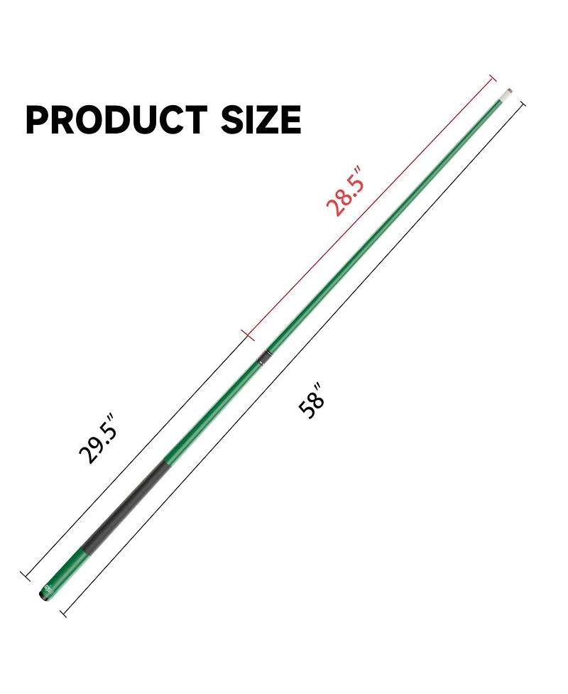 Gse Games & Sports Expert 58" 2-Piece Matte Fiberglass Graphite Composite Billiard Pool Cue Stick for Men/Women