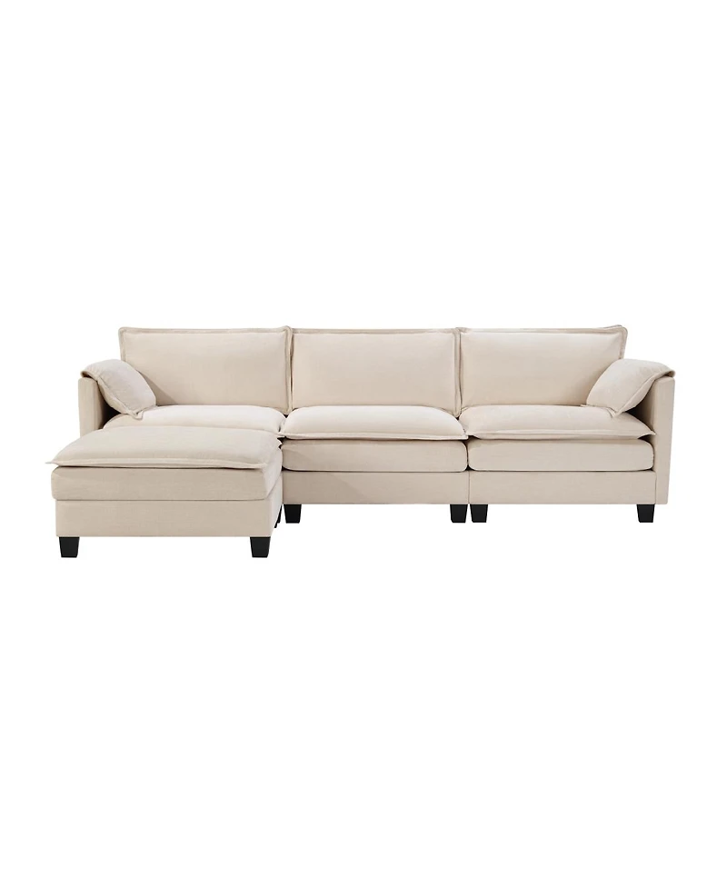 Streamdale Furniture Streamdale L-shaped sofa with storage, cotton-linen velvet, 3 seats, extends, living room