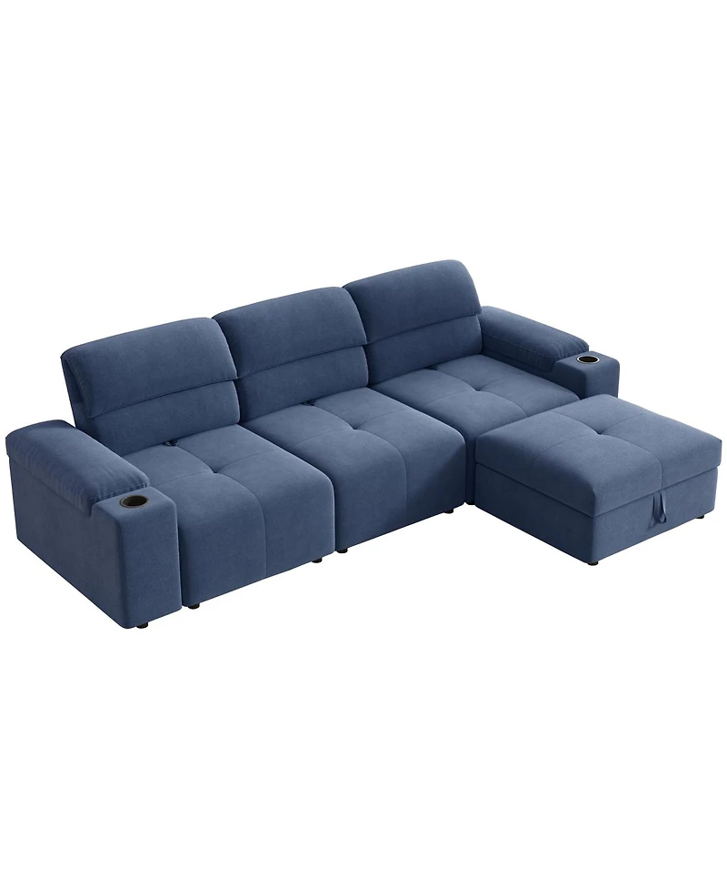 Streamdale Furniture Modern L-shaped sectional sofa, 105-inch cloud sofa with adjustable backrest and ottoman