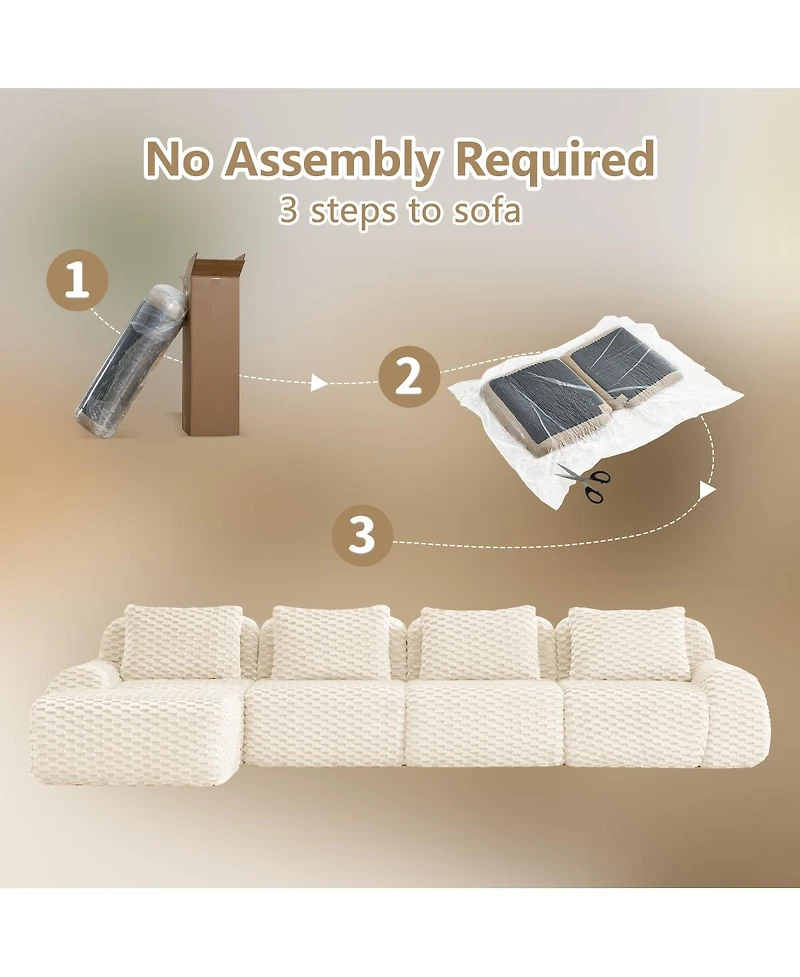 Streamdale Furniture Modern L-Shaped Flannelette Sectional Sofa with Movable Ottoman