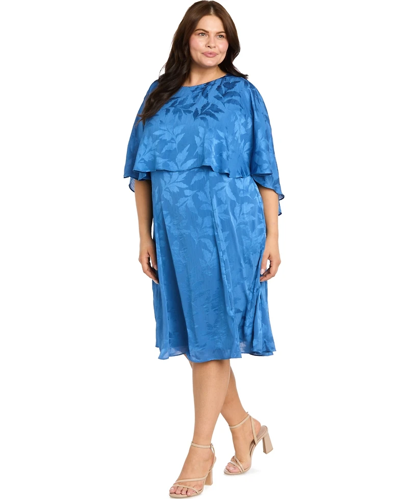R & M Richards Plus Satin Burnout Overlay Dress