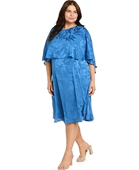 R & M Richards Plus Satin Burnout Overlay Dress