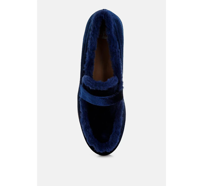 Bastian Fur Detail Velvet Loafers