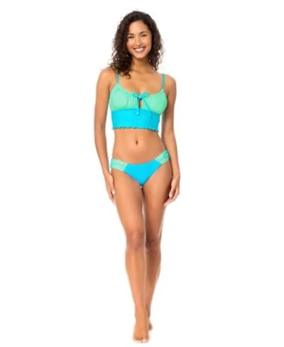 Raisins Womens Wildflower Scoop Neck Swim Bikini Top Sunday Ruched Waist Swim Bottoms