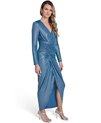 Jessica Howard Petite Long-Sleeve V-Neck Gown