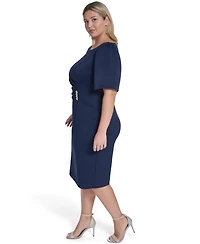 Jessica Howard Plus Short-Sleeve Midi Dress