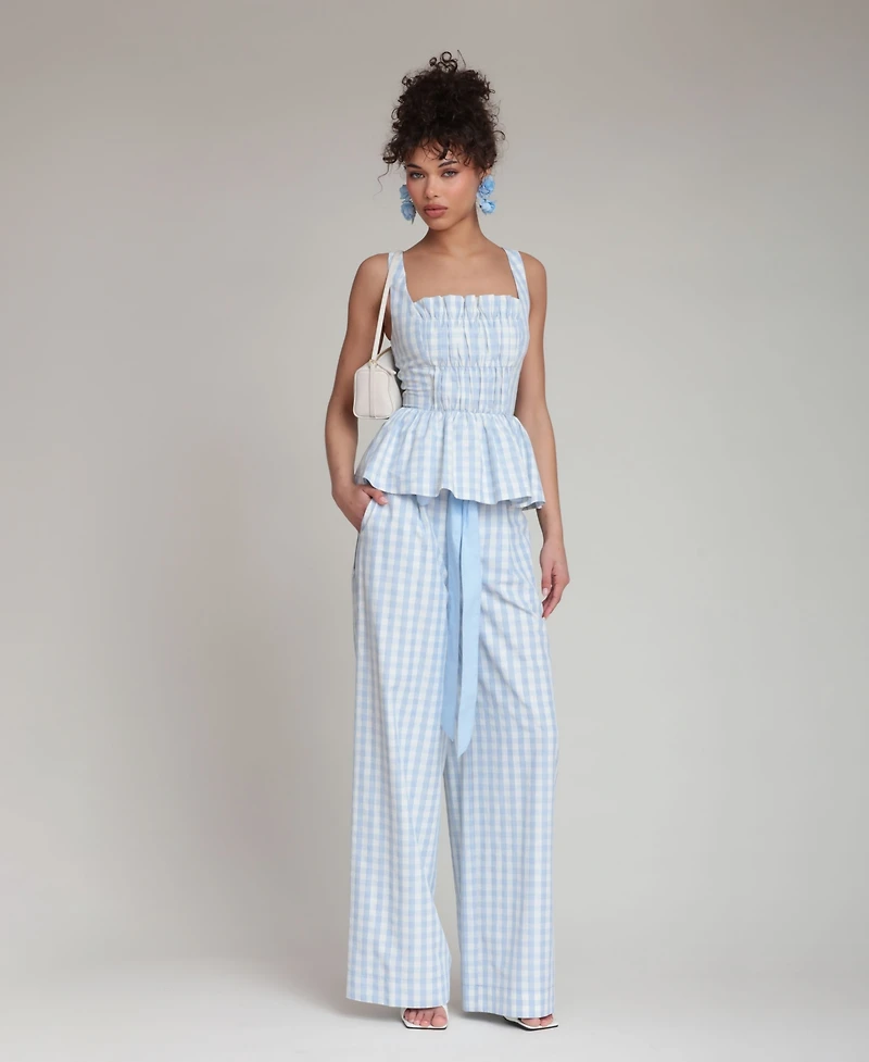 Avec Les Filles Women's Smocked Detail Peplum Top