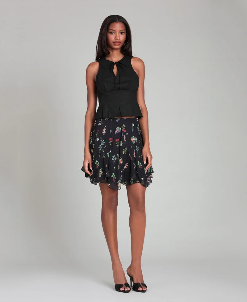 Avec Les Filles Women's Bias Ruffle Mini Skirt