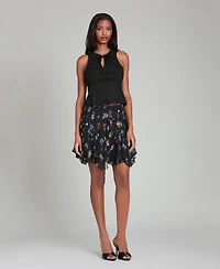 Avec Les Filles Women's Bias Ruffle Mini Skirt