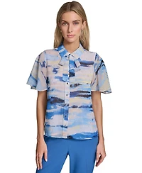 Calvin Klein Women's Tie-Neck Button-Front Blouse