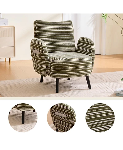 Streamdale Furniture Modern armchair with sanded fabric, side pocket, solid wood legs