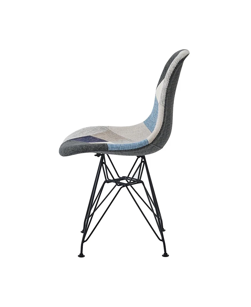 Streamdale Furniture Streamdale Patchwork Bohemian Accent Chair with Chromed Legs, Geometric Pattern, Set of 2