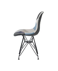 Streamdale Furniture Streamdale Patchwork Bohemian Accent Chair with Chromed Legs, Geometric Pattern, Set of 2