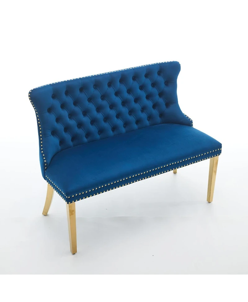 Streamdale Furniture Velvet Double Dining Loveseat Bench, Tufted 2-Seat Bench w/Wing