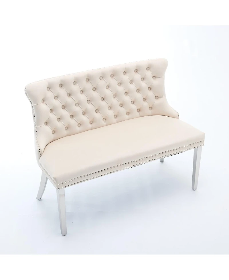Streamdale Furniture Streamdale Velvet Double Dining Loveseat Bench, 2-Seat Tufted Bench w/Handmade Buttons