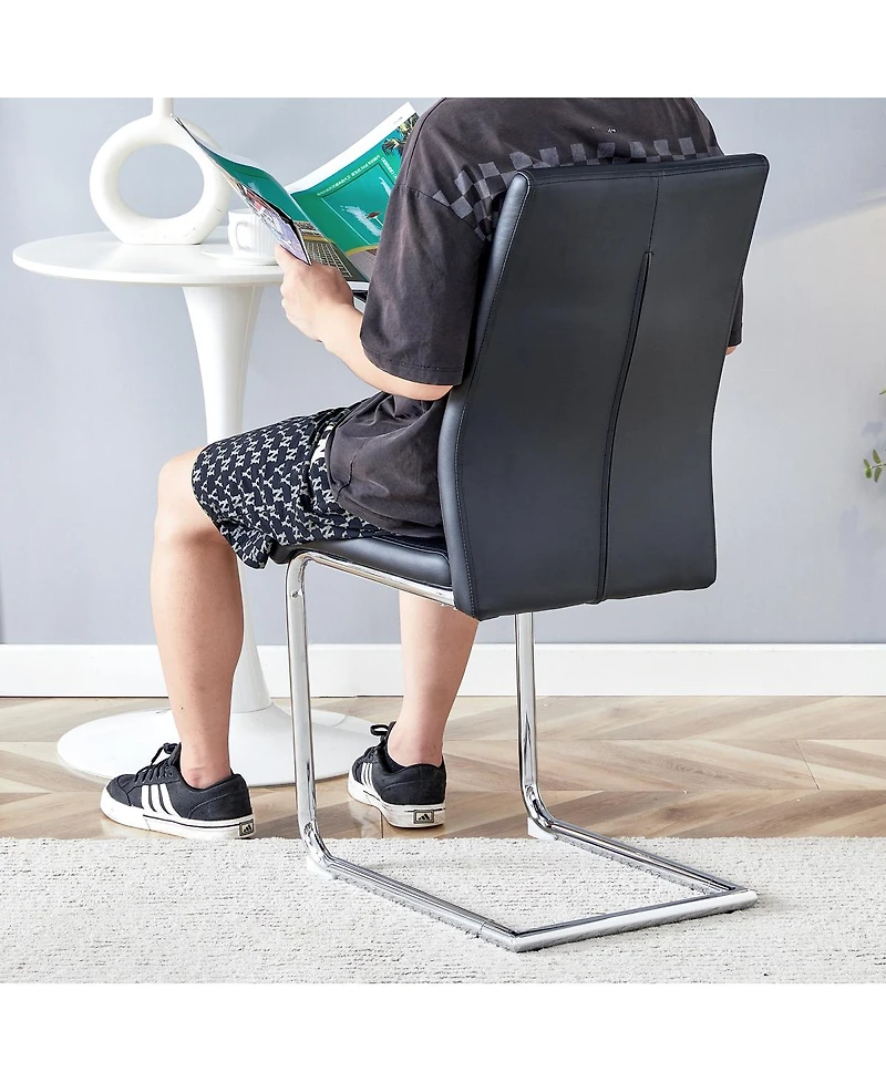 Streamdale Furniture 4-Piece Black Pu Leather Dining Chair Set