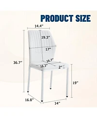 Streamdale Furniture Streamdale Luxury Simple Chair - Set of 6 White Pu Dining Chairs with Metal Silver Legs
