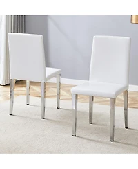 Streamdale Furniture Two Pu Dining Chairs with Silver Metal Legs (Set of 2)