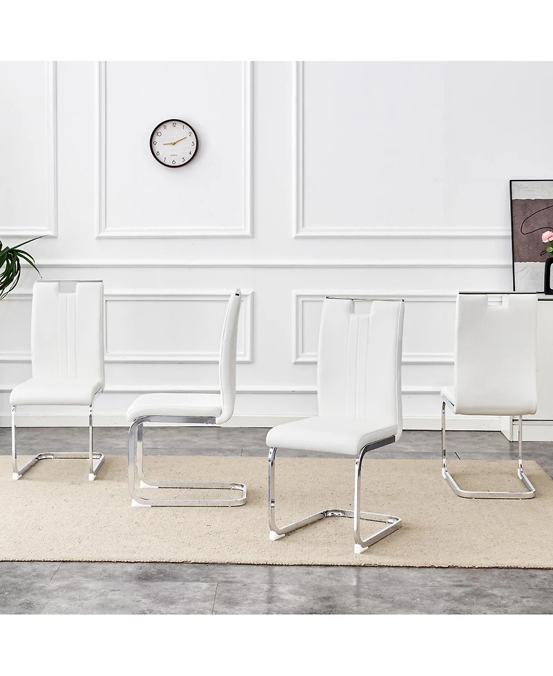 Streamdale Furniture Set of 4 Pu bow-shaped chairs for minimalist/contemporary homes.