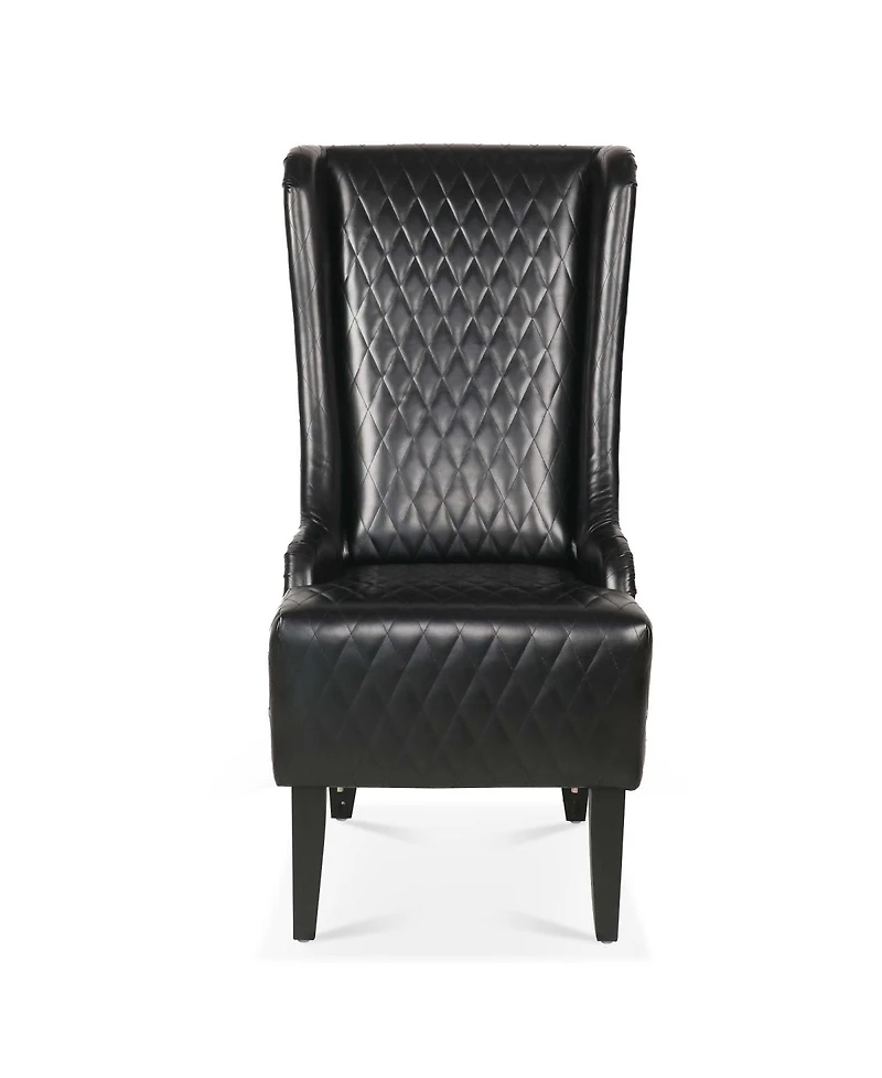 Streamdale Furniture Faux Leather High-Back Accent Chair with Wooden Legs