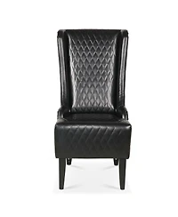 Streamdale Furniture Faux Leather High-Back Accent Chair with Wooden Legs