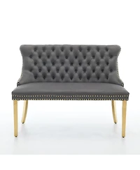 Streamdale Furniture Velvet Double Dining Loveseat Bench, 2-Seat Tufted Bench w/Gold Legs
