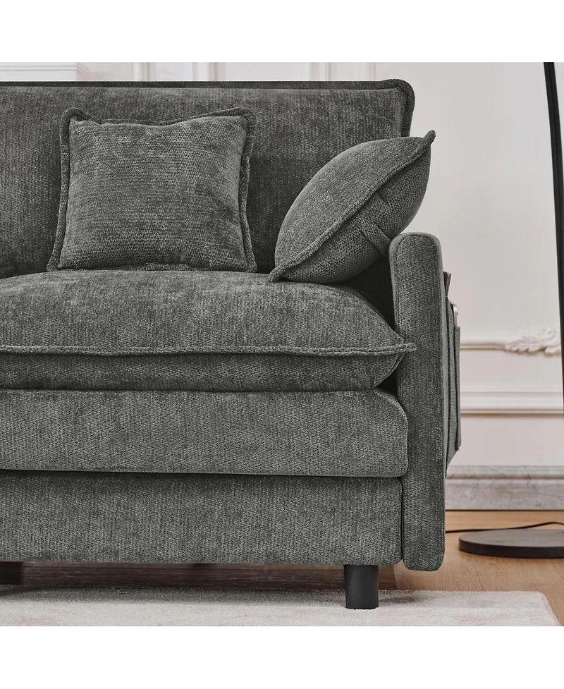 Streamdale Furniture 101.9" 3-seater cashmere sofa w/ movable footstool, modular design.