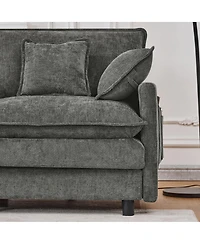 Streamdale Furniture 101.9" 3-seater cashmere sofa w/ movable footstool, modular design.