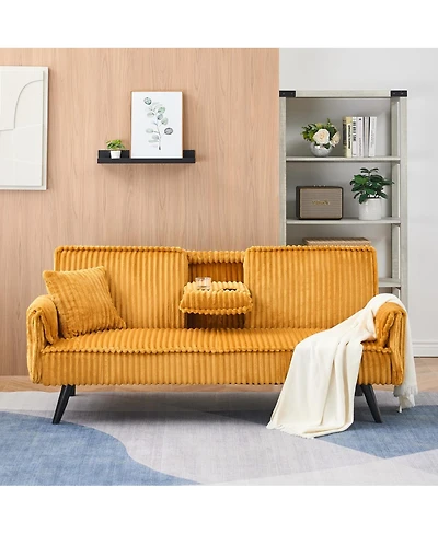 Streamdale Furniture Minimalist straight-line corduroy sofa for living room and bedroom