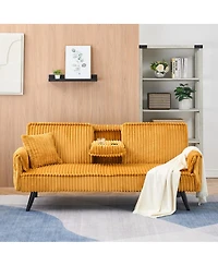 Streamdale Furniture Minimalist straight-line corduroy sofa for living room and bedroom