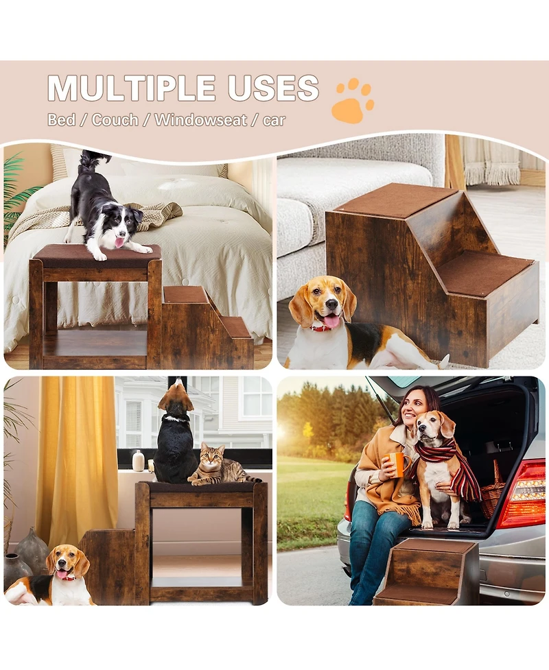 Aostirmotor Pet Bunk Bed with Removable Step – Multi-Level Window Perch with Cushion & Scratch Pad