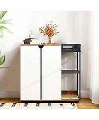 Aostirmotor Rustic Brown Cat Litter Box Enclosure for 2 Cats – Hidden Cat Furniture Cabinet