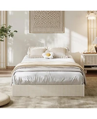 gaomon Bed Frame, Wood Platform with Fluted Design, Low Profile BedFrame, Minimalist Base Noise-Free, Easy Assembly, No Box Spring Needed