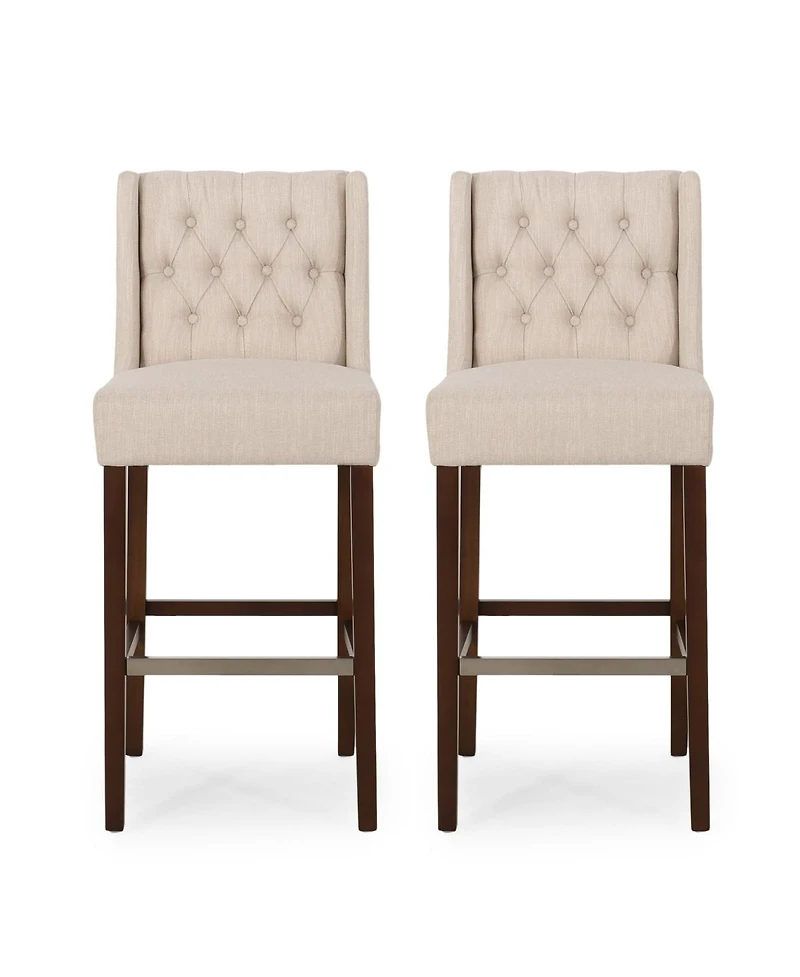 Streamdale Furniture Streamdale Modern Minimalist Metal Bar Stool, Beige, 30" Height, Fabric Seat