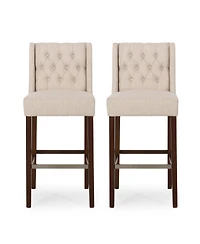 Streamdale Furniture Streamdale Modern Minimalist Metal Bar Stool, Beige, 30" Height, Fabric Seat