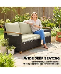 Outsunny 3 Seater Outdoor Couch Sofa with Cushioned Wide Seats