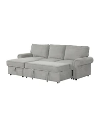 Streamdale Furniture 95" Convertible Sectional Sleeper Sofa w/ Storage Chaise & Cup Holders