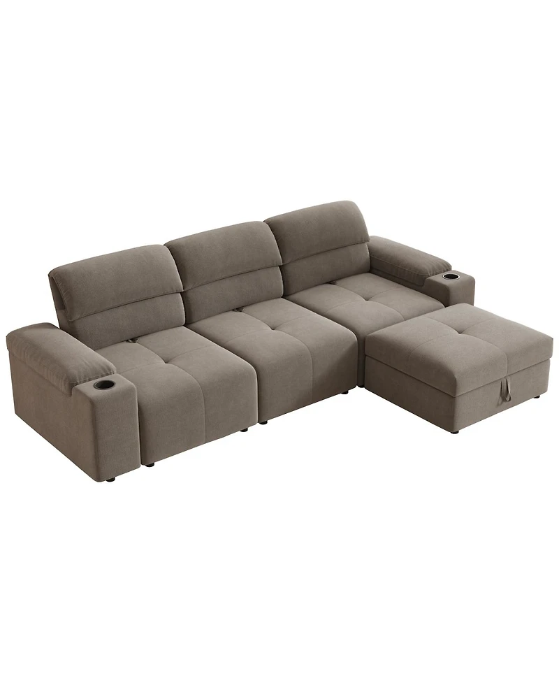 Streamdale Furniture Streamdale Modern L-shaped sectional sofa, 105-inch cloud sofa with adjustable backrest and ottoman