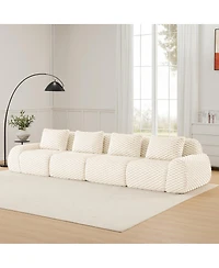 Streamdale Furniture Modern Modular Sectional Sofa - Cream, 4-Seater Flannelette Couch