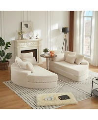 Streamdale Furniture Corduroy Oversized Recliner, Converts to 2 Recliners, Sofa Bed