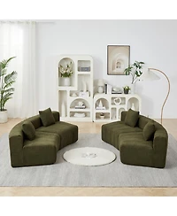 Streamdale Furniture Chenille Curved Sectional Sofa with 4 Pillows