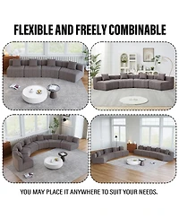 Streamdale Furniture Chenille curved sectional sofa with 4 pillows, curved modular sofa