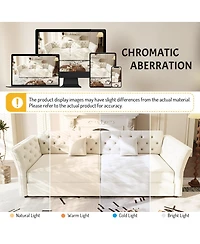 Streamdale Furniture Oversize Pull Out Sofa Bed with Fabric Flower Tufted Design, Velvet Loveseat Bed